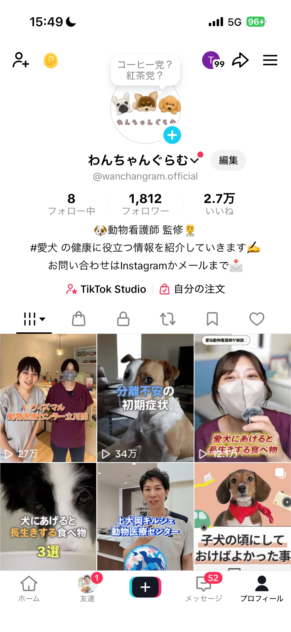 わんちゃんぐらむのTikTok動画一覧